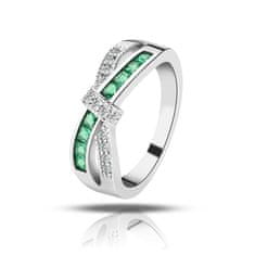 stříbrný rhodiovaný prsten Zelená mašle MA-MR1002-GREEN-SILVER Velikost: 5 (EU: 49-50)