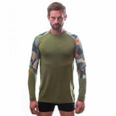 Sensor Triko Merino Impress - pánské, dlouhý, zelená safari-camo - Velikost XL