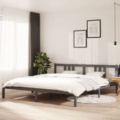 shumee Rám postele šedý masivní dřevo 180 x 200 cm Super King