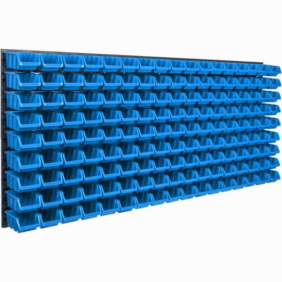 botle Nástěnný panel na nářadí 173 x 78 cm s 153 ks. Krabice závěsný Modré Boxy Skladovací systém