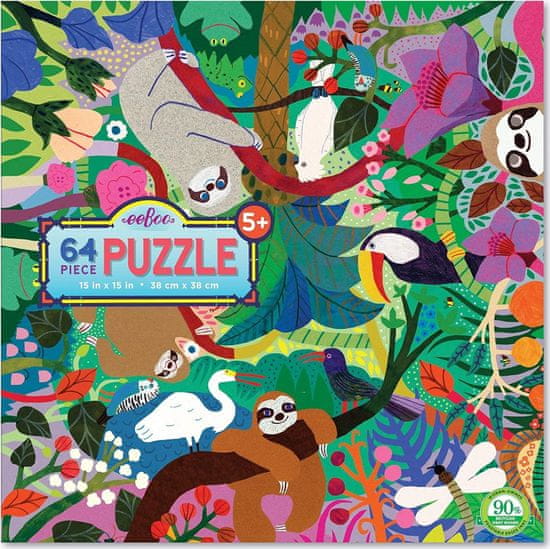 eeBoo Čtvercové puzzle Lenochodi 64 dílků