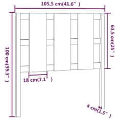 Vidaxl Čelo postele šedé 105,5 x 4 x 100 cm masivní borovice