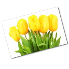Wallmuralia Deska na krájení skleněná Žluté tulipány 2x40x52 cm
