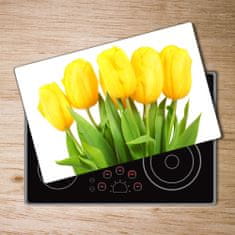 Wallmuralia Deska na krájení skleněná Žluté tulipány 2x40x52 cm