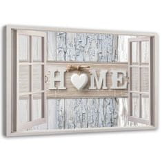 shumee Obraz na plátně, Nápis na okně Home Heart shabby chic - 120x80