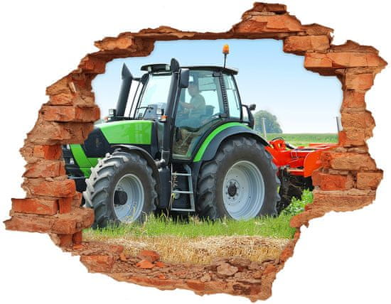 Wallmuralia Foto fotografie díra na zeď Traktor na poli