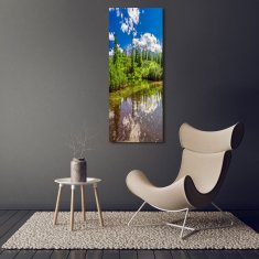 Wallmuralia Vertikální Foto obraz skleněný svislý Jezero v horách 70x140 cm 4 úchytky