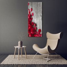 Wallmuralia Vertikální Foto obraz sklo tvrzené Červené růže 50x125 cm 4 úchytky