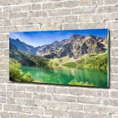 Wallmuralia Foto obraz fotografie na skle Mořské oko Tatry 100x50 cm 4 úchytky