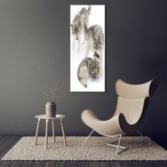 Wallmuralia Vertikální Foto obraz sklo tvrzené Šedí vlci 50x125 cm 2 úchytky