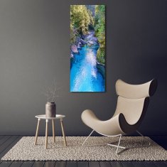 Wallmuralia Vertikální Foto obraz sklo tvrzené Řeka v lese 50x125 cm 2 úchytky