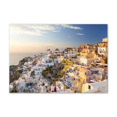 Wallmuralia Foto obraz skleněný horizontální Santorini Řecko 100x70 cm 2 úchytky