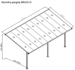 Rojaplast BRUCE H pergola - ŠEDÝ polykarbonát