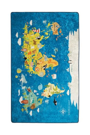 Conceptum Hypnose Dětský koberec World Map 100x160 cm modrý