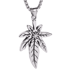 IZMAEL Pánský náhrdelník Cannabis-Stříbrná KP20479