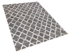 Beliani Kožený koberec v šedé a béžové barvě 140 x 200 cm ROLUNAY