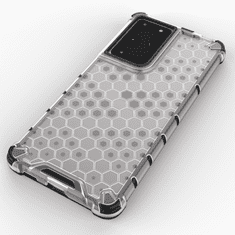 OEM Honeycomb pancéřové pouzdro se silikonovým rámem pro Samsung Galaxy S22 ULTRA 5G Transparent