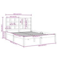 Vidaxl Rám postele bílý masivní dřevo 135 x 190 cm dvojlůžko