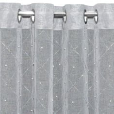 Eurofirany Hladký závěs zdobený stříbrnými kamínky 140 cm x 250 cm