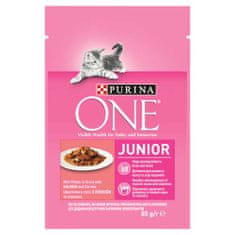 Purina ONE Junior mini filety s lososem a mrkví ve šťávě 85g