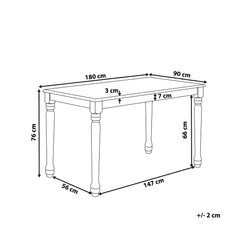 Beliani Jídelní stůl bílý 180 x 90 CARY