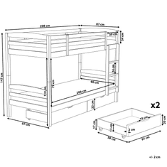 Beliani Bílá patrová postel s úložným prostorem 90 x 200 cm REGAT