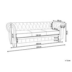 Beliani Trojmístná čalouněná pohovka v světle šedé barvě CHESTERFIELD velká