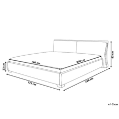 Beliani Vodní postel 140 x 200 cm šedá PARIS