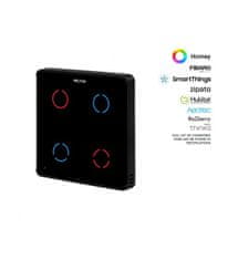 HELTUN HELTUN Touch Panel Switch Quarto (HE-TPS04-MKK), Z-Wave nástěnný vypínač 4 tlačítka, Černý