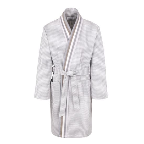 Möve +++Vaflové kimono z kolekce SUMMER PIQUÉE bílo šedé L