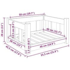 Greatstore Pelíšek pro psy hnědý 55,5 x 45,5 x 28 cm masivní borovice