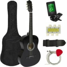 Timeless Tools Akustická kytara s příslušenstvím pro začátečníky s ladičkou jako dárek, ve 2 barvách - černá