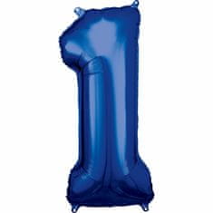Amscan Fóliový balónek číslo 1 modrý 86cm
