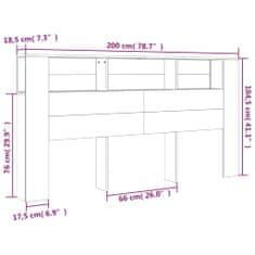 Greatstore Čelo postele s úložným prostorem kouřový dub 200x18,5x104,5 cm