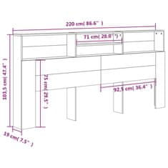 Vidaxl Čelo postele s úložným prostorem černá 200 x 19 x 103,5 cm