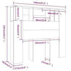 Vidaxl Čelo postele s úložným prostorem betonově šedé 120x18,5x104,5cm