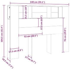 Vidaxl Čelo postele s úložným prostorem dub sonoma 140x18,5x104,5 cm