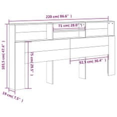 Greatstore Čelo postele s úložným prostorem šedá sonoma 200 x 19 x 103,5cm