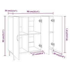 Vidaxl Příborník bílý s vysokým leskem 90x34x80 cm kompozitní dřevo