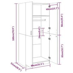 Greatstore Šatní skříň šedá sonoma 80 x 52 x 180 cm kompozitní dřevo