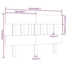 Vidaxl Čelo postele šedé 203,5 x 3 x 81 cm masivní borovice