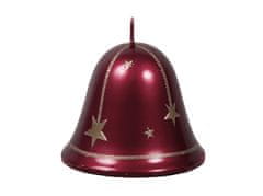 Ceramicus Svíčka CHRISTMAS STARS ZVONEK vánoční metalická d8,5x8cm červená