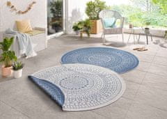 NORTHRUGS Kusový koberec Twin-Wendeteppiche 103104 creme blau kruh – na ven i na doma 200x200 (průměr) kruh