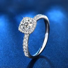Royal Fashion stříbrný rhodiovaný prsten s drahokamem moissanitem HA-XJZ003-SILVER-MOISSANITE-ZIRCON Velikost: 6 (EU: 51-53)