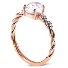 Royal Fashion Royal Fashion prsten Propletený s drahokamem Moonstonem 14k růžové zlato Vermeil GU-DR8707R-ROSEGOLD-MOONSTONE-ZIRCON Velikost: 5 (EU: 49-50)