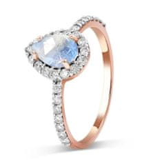 Royal Fashion Royal Fashion prsten Kapka s drahokamem Moonstonem 14k růžové zlato Vermeil GU-DR8699R-ROSEGOLD-MOONSTONE-ZIRCON Velikost: 5 (EU: 49-50)