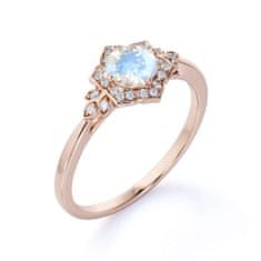 Royal Fashion Emporial prsten Měsíční duhový kámen Flower 14k růžové zlato Vermeil GU-DR14627R-ROSEGOLD-MOONSTONE-ZIRCON Velikost: 9 (EU: 59-60)