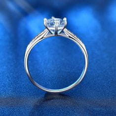 Royal Fashion stříbrný rhodiovaný prsten s drahokamem moissanitem HA-XJZ021-SILVER-MOISSANITE-ZIRCON Velikost: 7 (EU: 54-56)