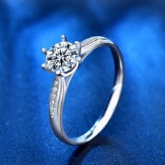 Royal Fashion stříbrný rhodiovaný prsten s drahokamem moissanitem HA-XJZ021-SILVER-MOISSANITE-ZIRCON Velikost: 7 (EU: 54-56)