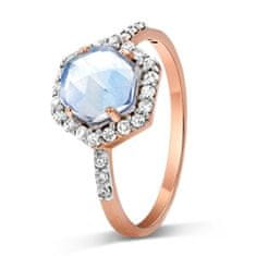 Royal Fashion Royal Fashion prsten Queen s drahokamem moonstonem 14k růžové zlato Vermeil GU-DR10305R-ROSEGOLD-MOONSTONE-ZIRCON Velikost: 9 (EU: 59-60)